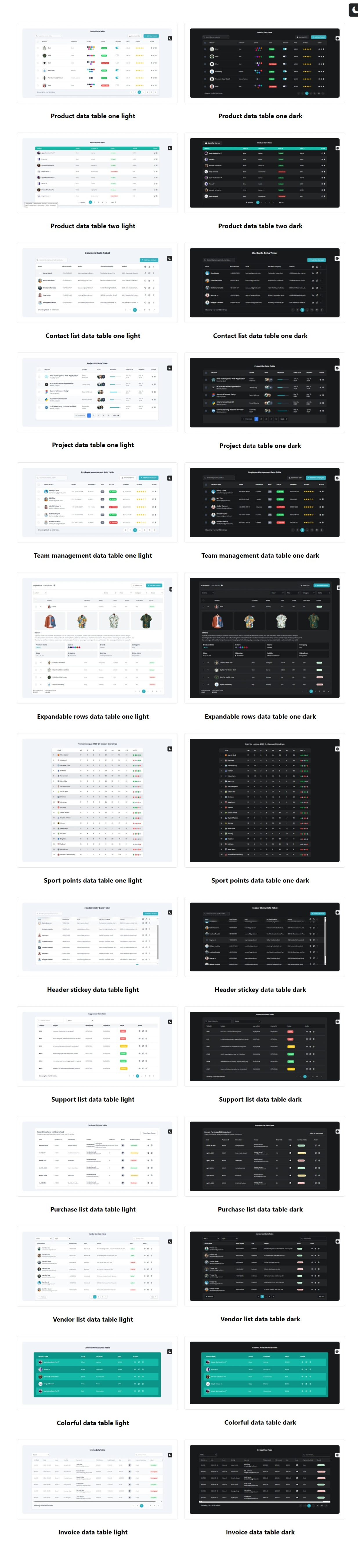 InfoTable -  Ultimate Data Table Collection with HTML CSS Tailwind JS - 2